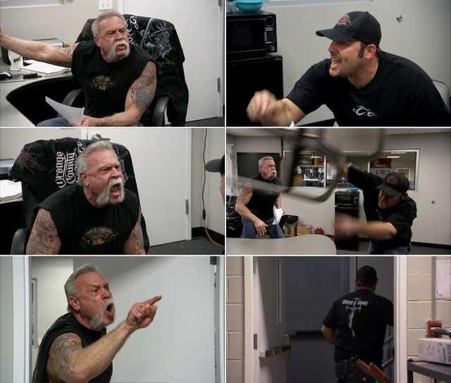 Create meme: american chopper meme, memes of swearing bikers, american chopper meme