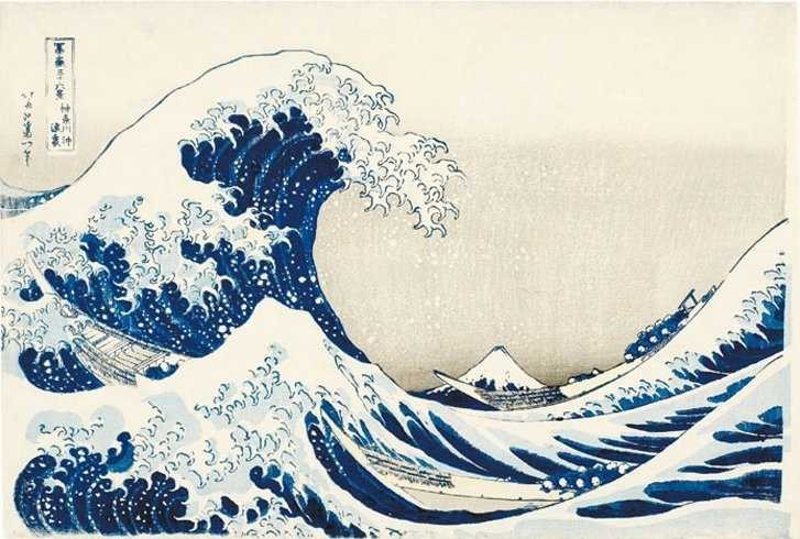 Создать мем: кацусика хокусай большая волна в канагаве, японские волны эскиз, кацусика хокусай