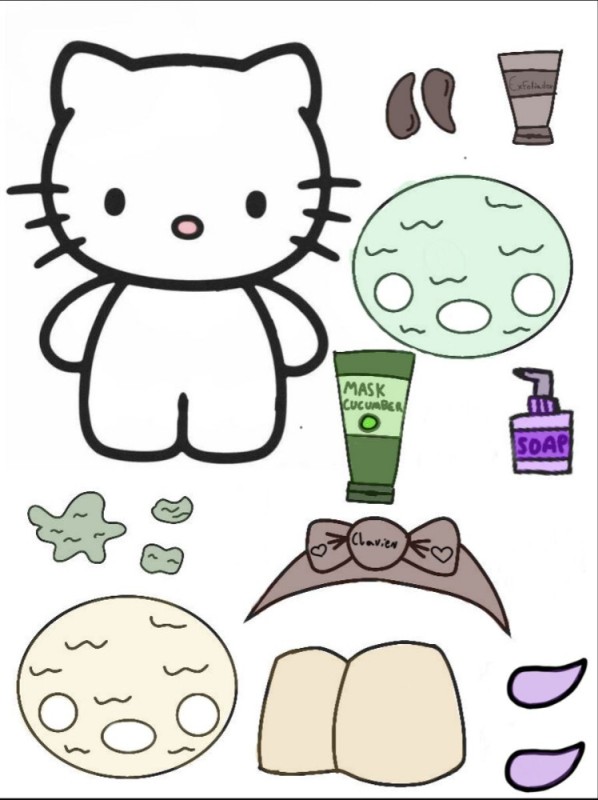 Create meme: hello kitty from paper, hello kitty coloring book, paper hello kitty