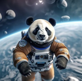 Create meme: astronaut in space, astronaut in space, Panda cosmonaut