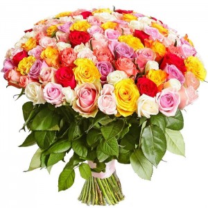 Create meme: bouquet of multicolored roses, 101 rose Kenya mix, 101 multi-colored rose