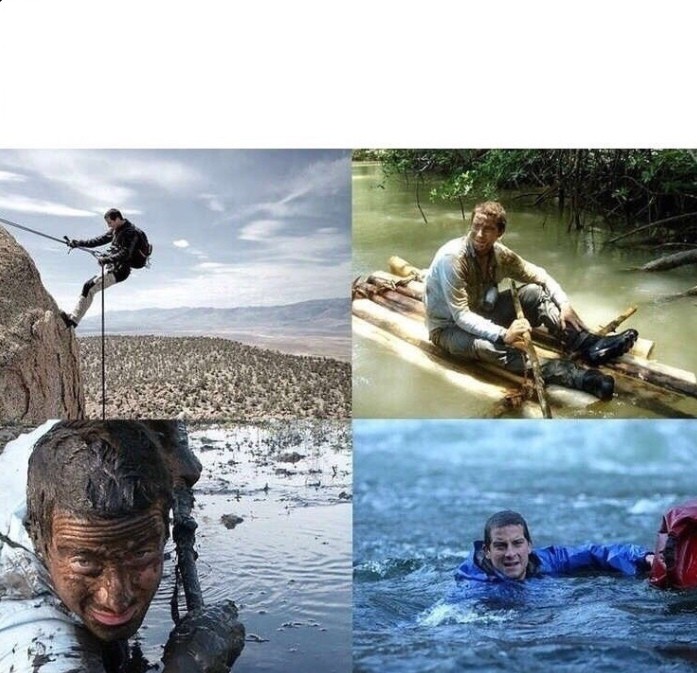 Create meme: bear Grylls , Bear Grylls shooting, bear Grylls to survive at any cost