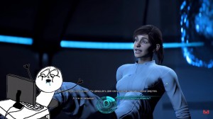 Создать мем: сара рейдер, баги mass effect andromeda, масс эффект андромеда баги