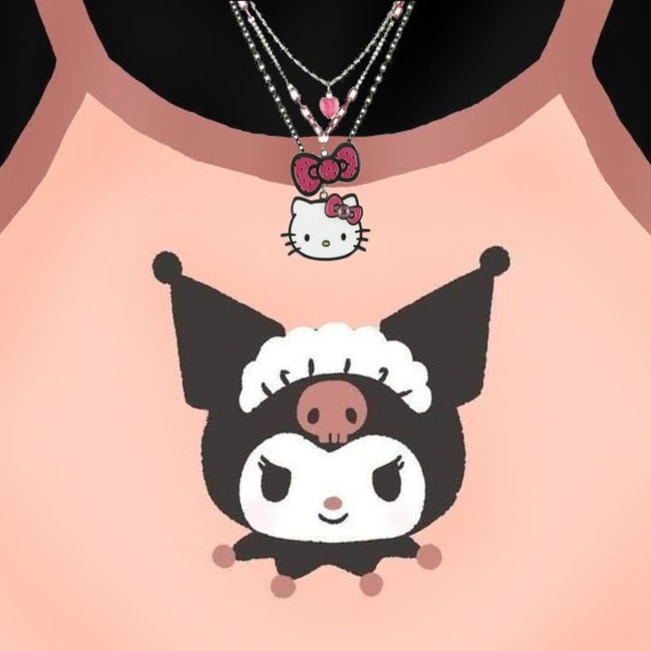 Create meme: a pendant around the neck with hello kitty, kuromi hello kitty, anime pendant