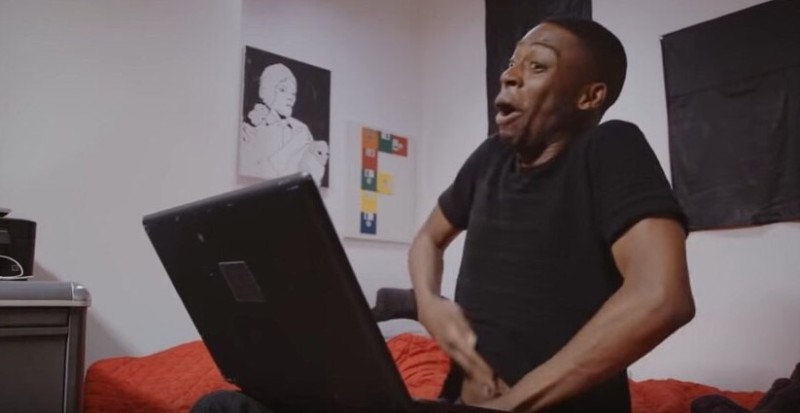 Create meme: meme black man with hand in pants, meme Negro , the Negro with laptop MEM