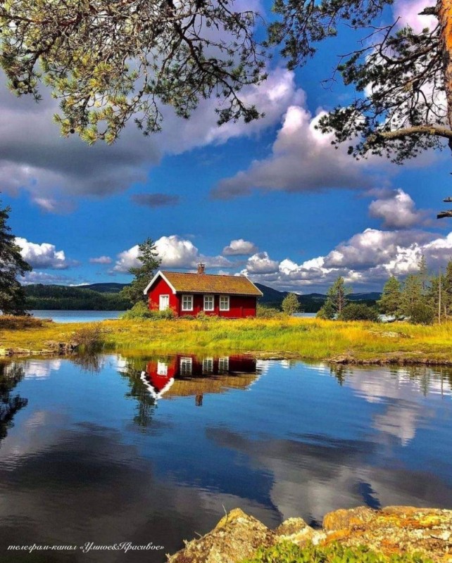 Create meme: a house on the river bank, Landscape house, landscape house