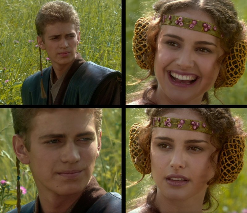 Create meme: Star wars Anakin and Padme, Star Wars meme Anakin and Padme, Anakin and Padme on a picnic