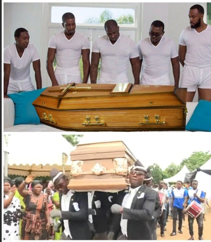 Create meme: Meme negroes are carrying a coffin, blacks carry the coffin, Negros coffin
