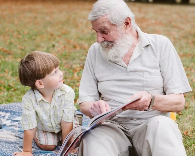 Create meme: grandma grandpa and the grandkids, grandfather and grandchildren, About Grandpa