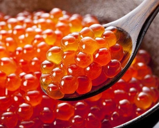 Create meme: red caviar, red caviar of chum salmon, salmon caviar