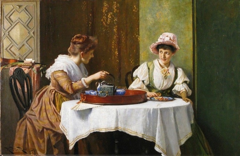 Create meme: George Goodwin Kilburn Tea Party, Albert Lynch English Tea Party, Albert Lynch Tea Party painting