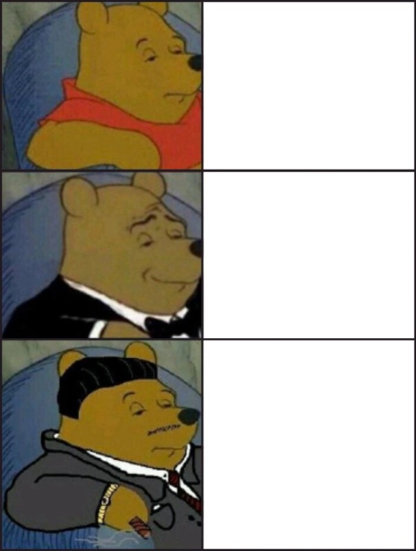 Create meme: meme Winnie the Pooh , Winnie the Pooh in a Tux, The intelligent Winnie the Pooh meme