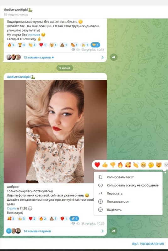 Create meme: olga shari telegram, ksenia borodina telegram, correspondence