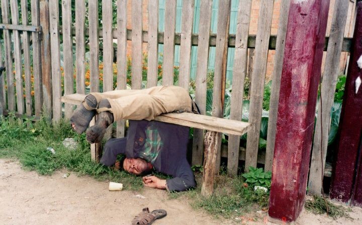 Create meme: The drunk is lying around, drunk under the fence, The village drunk