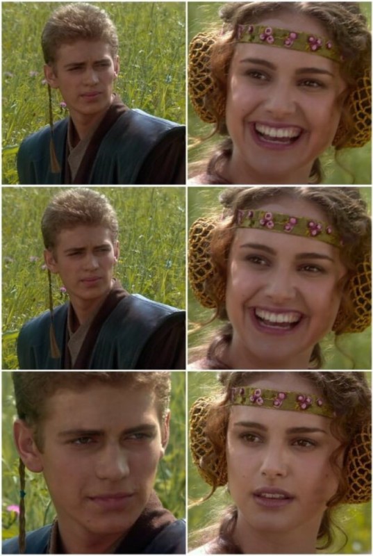 Create meme: Star wars Anakin and Padme, Anakin and Padme, Anakin and Padme on a picnic meme