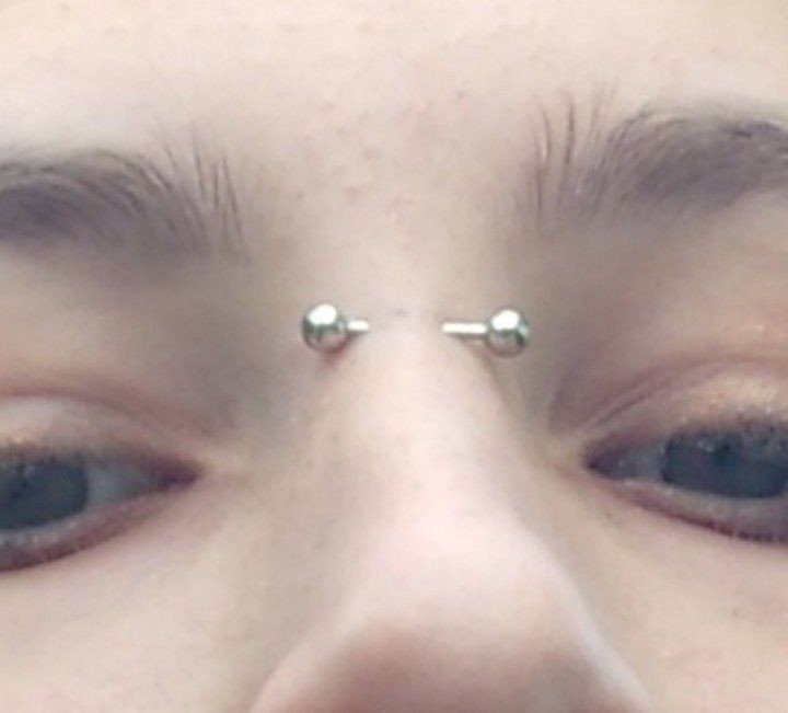 Create meme: bridge piercing, horizontal eyebrow piercing, piercing