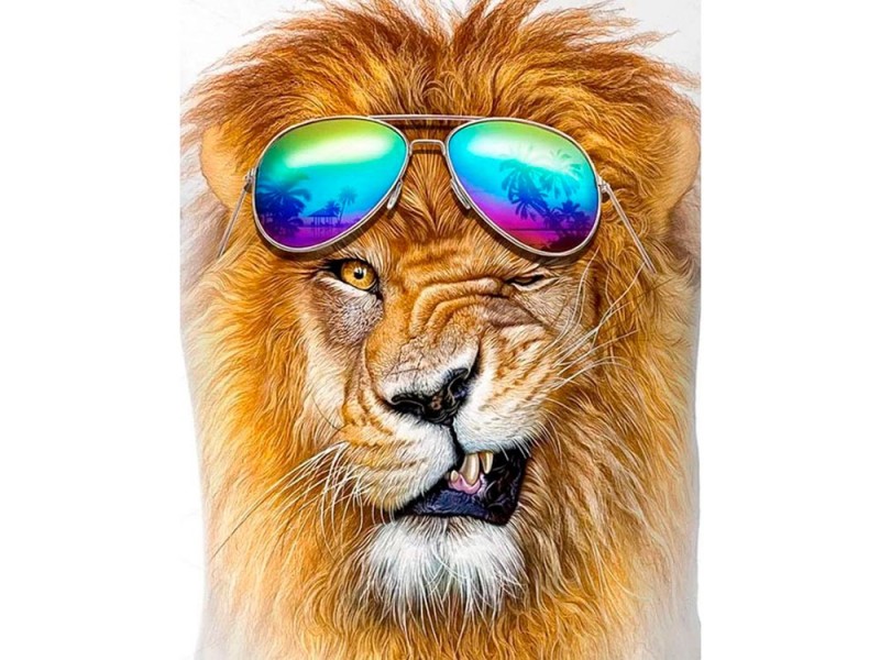 Create meme: A lion with glasses, lion picture, The fashionable lion