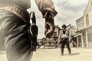 Create meme: wild West, cowboy duel, Western