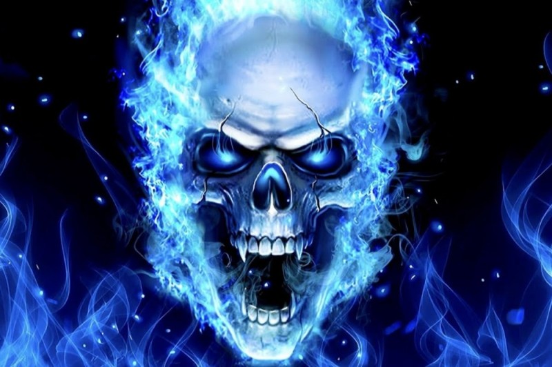 Create meme: skull on fire, cool skulls, the fiery skull