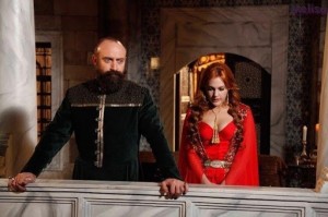 Create meme: magnificent century Roxolana, hürrem and Suleiman, Turkish TV series magnificent century
