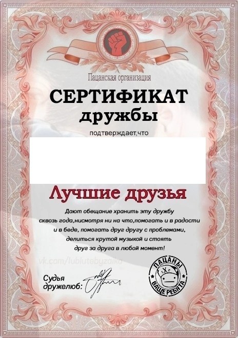 Create meme: certificate of friendship, joke certificates, best friends friendship certificate