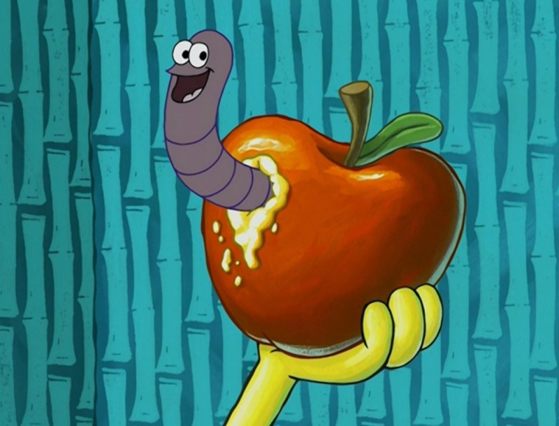 Создать мем: червяк смешной, червяк мультяшный, червяк из яблока