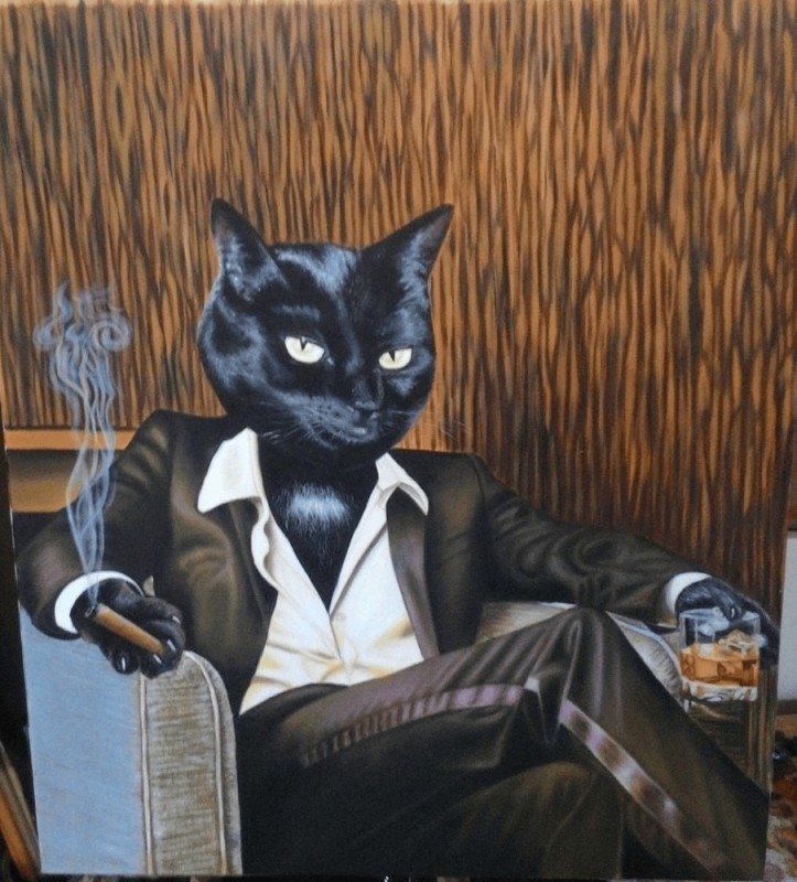 Create meme: Detective Blacksad's cat, the cat is gangster, the cat in the jacket