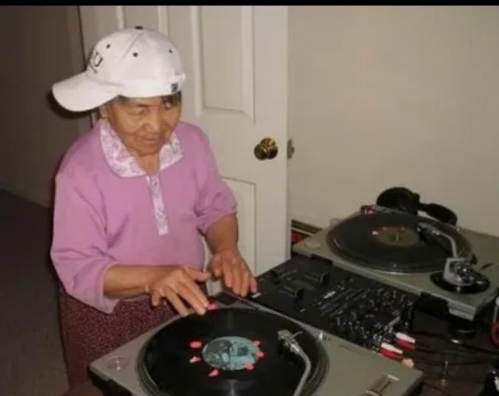 Create meme: Rural DJ, The old DJ, funny grandma