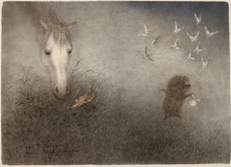 Create meme: kozlov, Norstein: hedgehog in the fog, horse hedgehog in the fog, hedgehog in the fog illustration