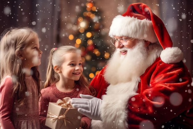 Create meme: Santa Claus for children, Santa Claus gives gifts, new year Santa Claus 