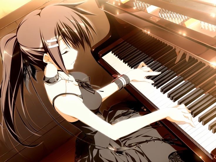 Create meme: beautiful anime girls, piano art, subarashiki hibi yuki