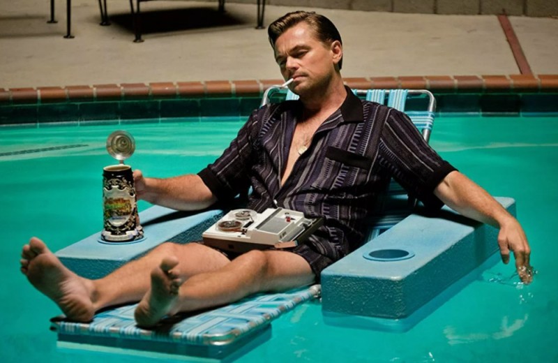 Create meme: leonardo dicaprio, Leonardo DiCaprio once in Hollywood, Once upon a time in Hollywood DiCaprio in the pool