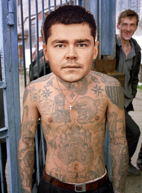 Create meme: tattoos of convicts, thieves in prison, The prison ringer