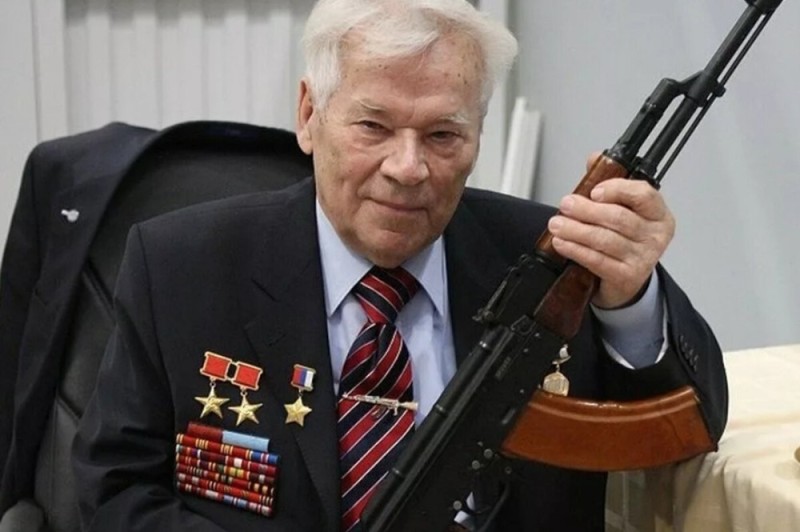 Create meme: kalashnikov mikhail timofeevich, Mikhail Kalashnikov, Kalashnikov in