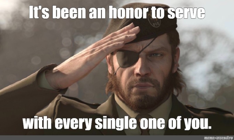 Create meme: mgs big boss salutes, big boss metal gear, solid snake press f