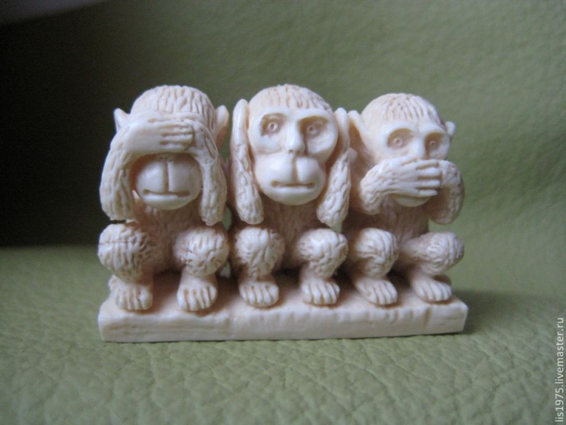 Create meme: figurine of three monkeys, Buddhist monkeys, shizaru the fourth monkey