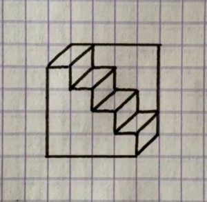 Создать мем: рисунки по клеточкам, рисунки на клетчатой бумаге, 3д рисунки по клеточкам лестница