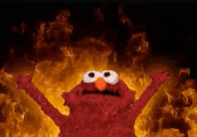 Create meme: sesame street Elmo in the fire, fire meme, woody on fire meme