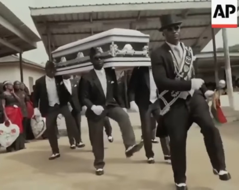 Create meme: negroes carry a coffin and dance, blacks dancing with the coffin, Negros dancing with the coffin