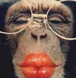 Create meme: gifs lips, funny avatars with monkeys, a monkey with lipstick photos