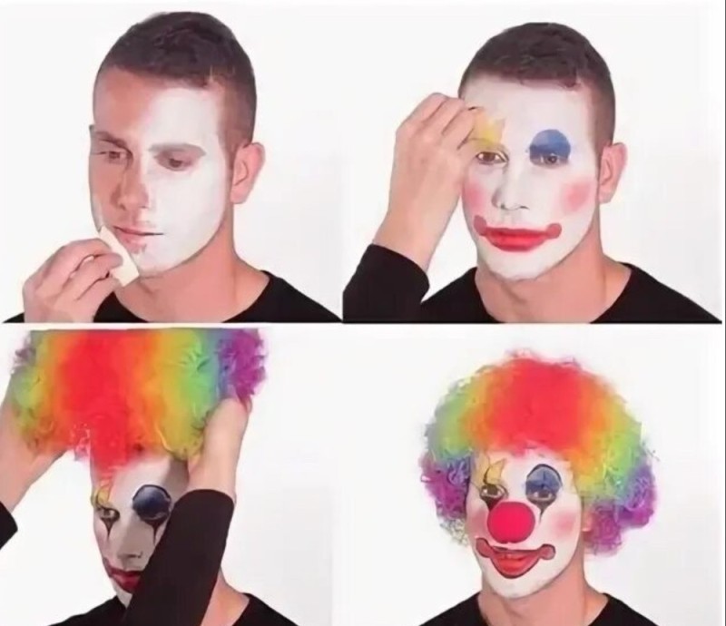 Create meme: Make-up clown, clown makeup meme, clown makeup