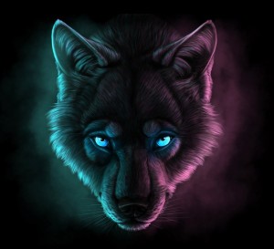 Create meme: wolf neon, beautiful wolf, wolves are cool
