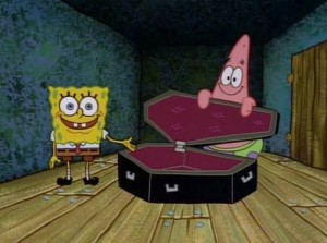 Create meme: spongebob and the coffin, Sponge Bob Square Pants, spongebob coffin