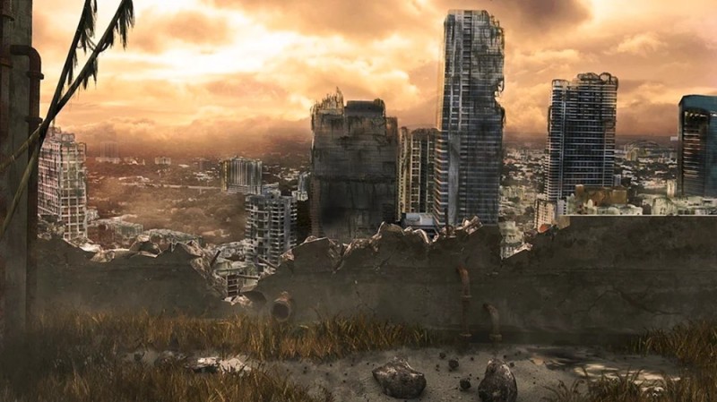 Create meme: post-apocalypse city, background of the apocalypse, ruined city art