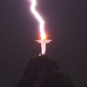 Create meme: the statue of Christ the Redeemer in Rio de Janeiro, the statue of Christ, darkness