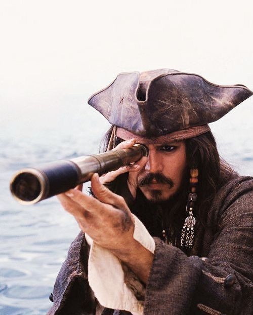 Create meme: Pirate Jack Sparrow are you smart, Jack Sparrow with a telescope, Jack Sparrow pirates of the Caribbean 