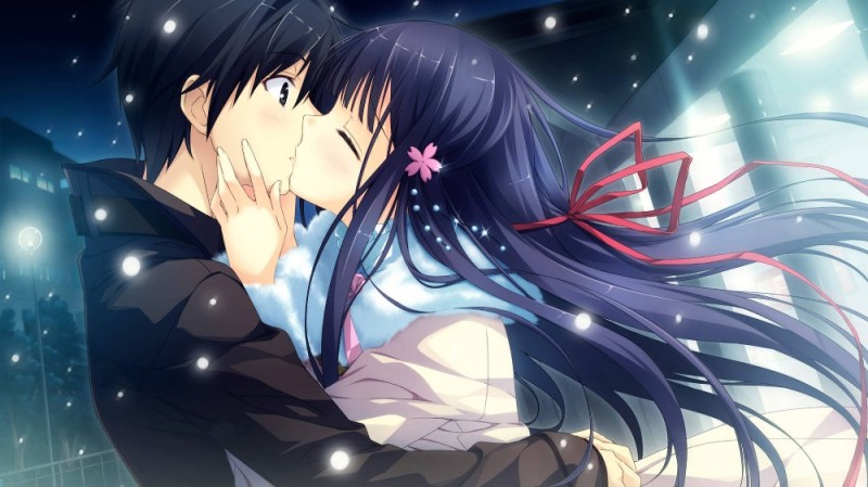 Create meme: anime beautiful, couple anime, anime kiss