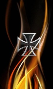 Create meme: fire abstraction, iron cross