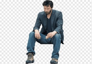 Create meme: Keanu Reeves on a bench, sad Keanu, Keanu Reeves