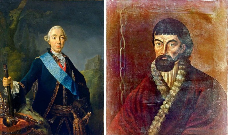 Create meme: Emelyan Pugachev portrait, Yemelyan Pugachev and Peter 3, Peter III Fedorovich (1761 – 1762)